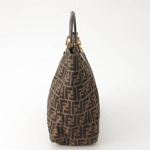 Fendi F canvas Zucca handbag fittings Brown metal - Picture 2 of 10